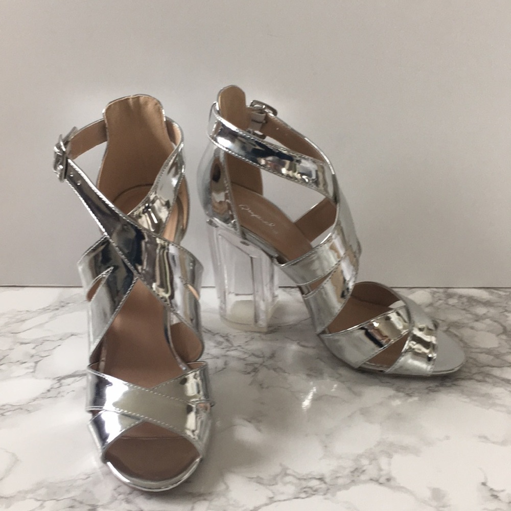 Quod silver strappy heels - Kloude